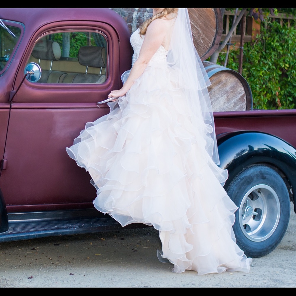Blush Sweetheart Lace & Organza Wedding Gown